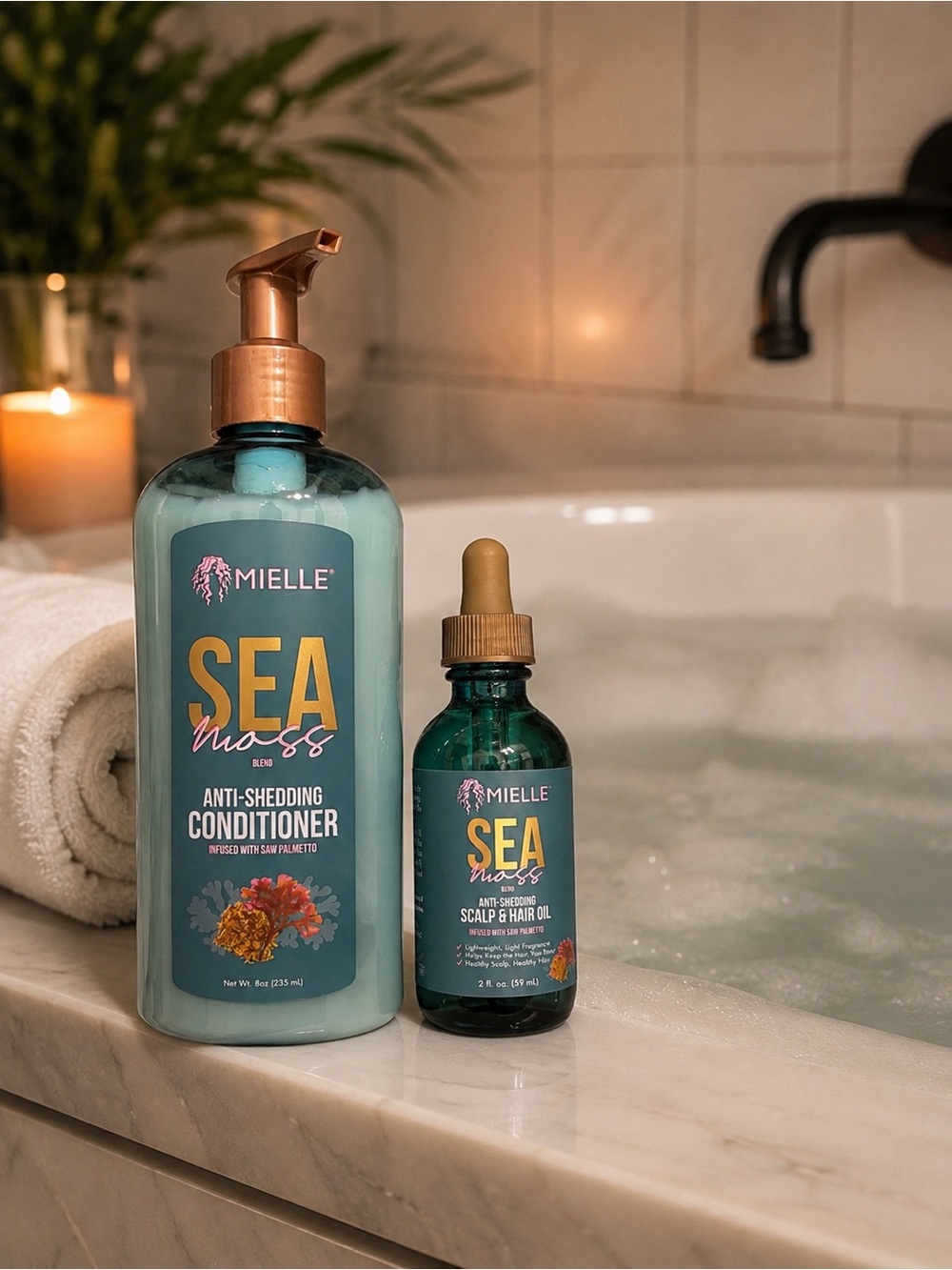 Mielle Sea Moss Anti-Shedding Conditioner & Scalp + Hair Oil — Teal